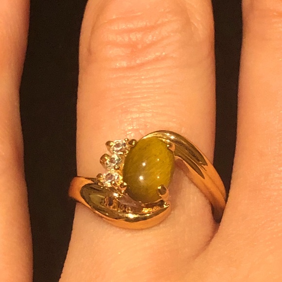 🤎18kt Gold Plated Tiger Eye Swarovski Ring🤎 - Picture 2 of 4